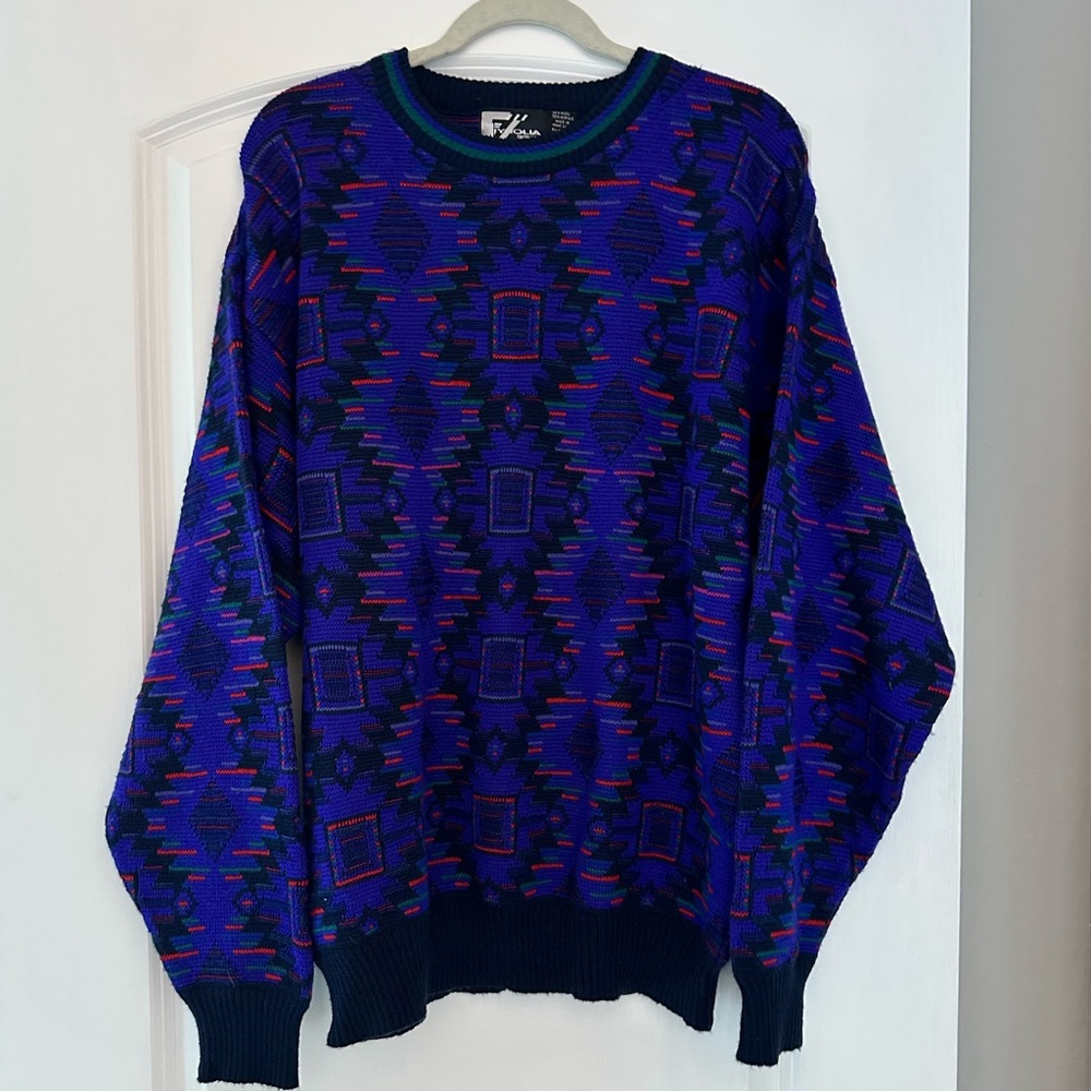 Vintage Tyrolia Skiwear Wool Blend Retro Aztec sweater, Mens XL